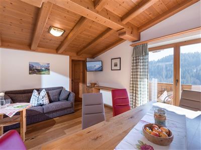 Wohnstube mit großem Sonnenbalkon