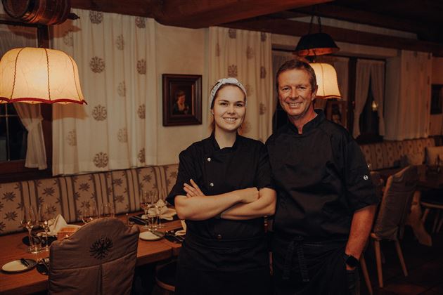Christian and his daughter Lisa, the chefs in the kitchen