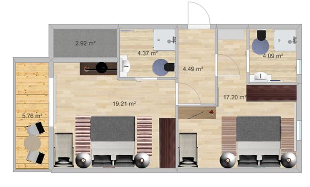 Familienzimmer Plan maximal 6 Personen