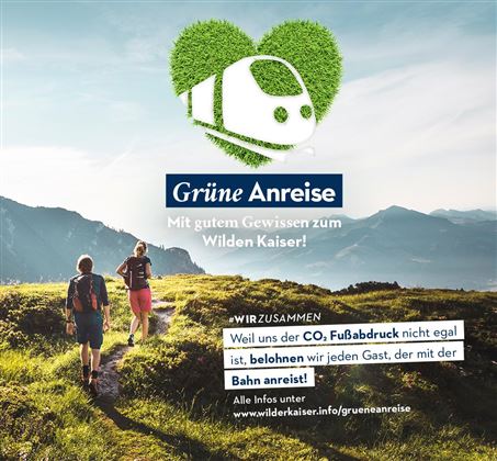 Sostenible en vacaciones: La iniciativa "Llegada Verde" promueve opciones de viaje ecológicas en tren y autobús a la región de Wilder Kaiser - cómodas y respetuosas con el medio ambiente.