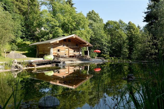 Hattenhof Schwoich Hütte am Teich