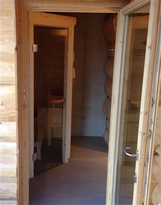 Perspektive, Eingang Sauna von Terrasse