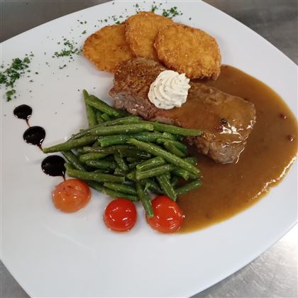Speisen: Rumpsteak mit Pfeffersauce