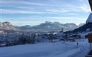 Aussicht vom Haus auf Going, Skilift und Skischule