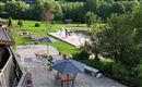 patio and swimming pond